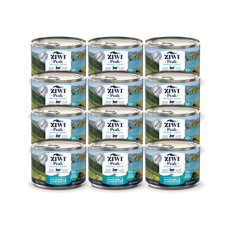 Ziwi Peak Wet Cat Food Mackerel And Lamb Canned 185G x 12