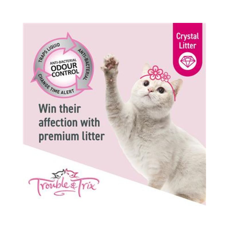 Trouble and Trix AntiBac Crystal Cat Litter features 3