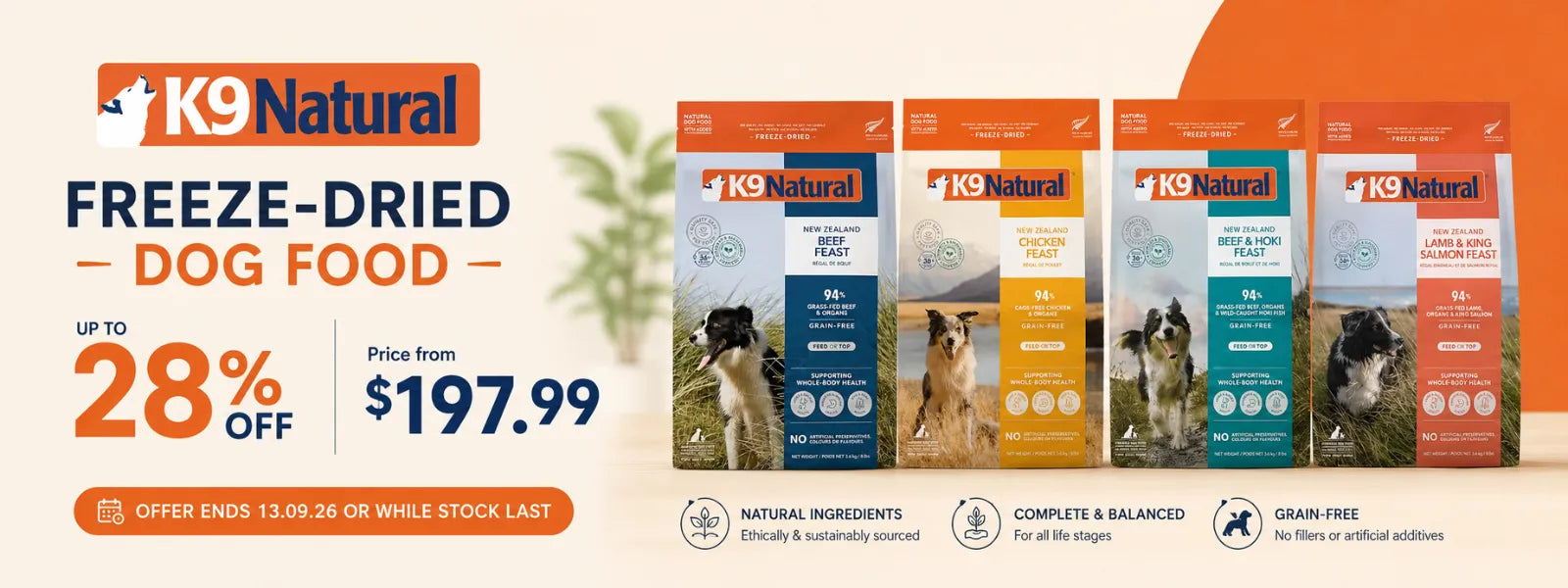 K9 Natural freeze-dried dog food 3.6kg on sale in Australia, up to 28% off with prices from $197.99