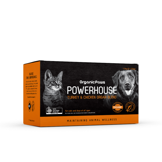 ORGANIC PAWS Raw Dogs & Cat Food Powerhouse Turkey & Chicken Organ Blend 1.5KG