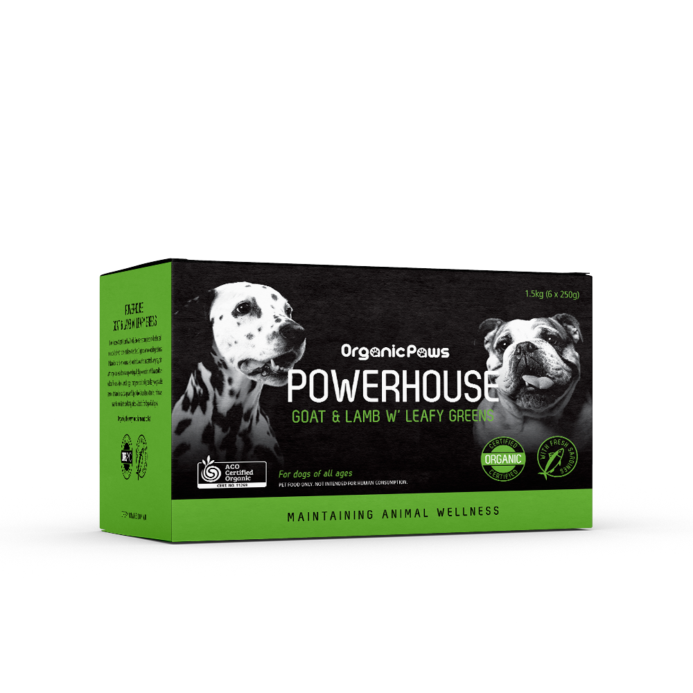 ORGANIC PAWS Raw Dogs & Cat Food Powerhouse Goat & Lamb W’ Leafy Greens 1.5KG