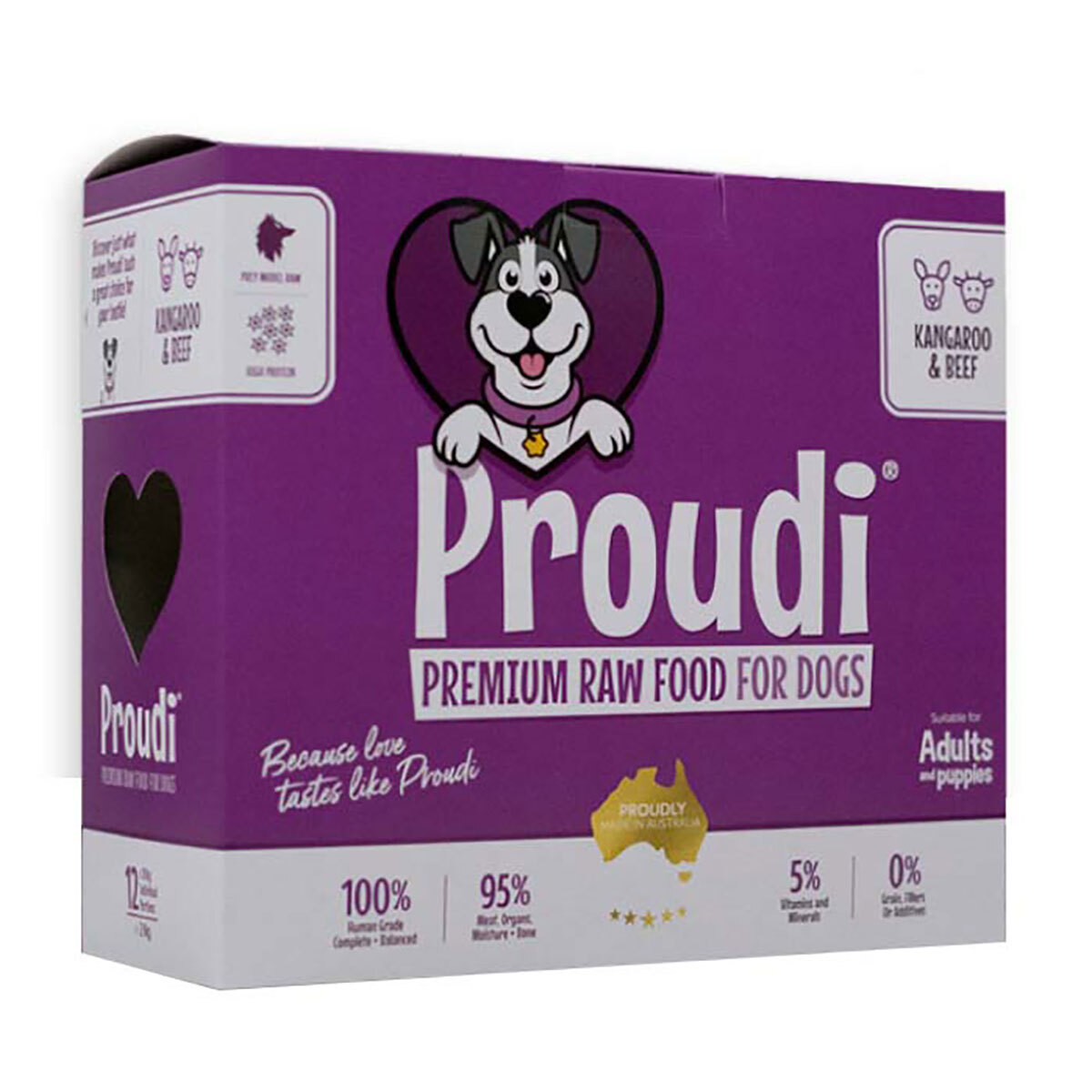 Proudi Kangaroo & Beef Raw Dog Food 2.4KG