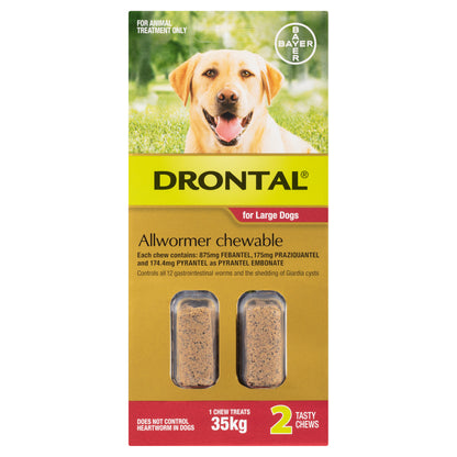 Drontal Allwormer Chewable For Large Dogs Up to 35KG 2 Packs - ADS Pet Store