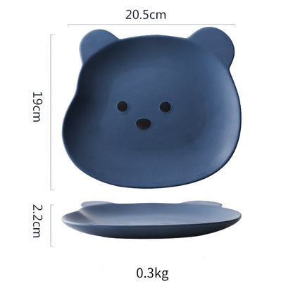 Bear Print Ceramic Plate Bowl 8inch - 20.5x19.2x2.2cm - ADS Pet Store