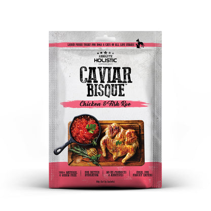 Absolute Holistic Natural Cat & Dog Treats Caviar Bisque Chicken & Fish Roe 60g front