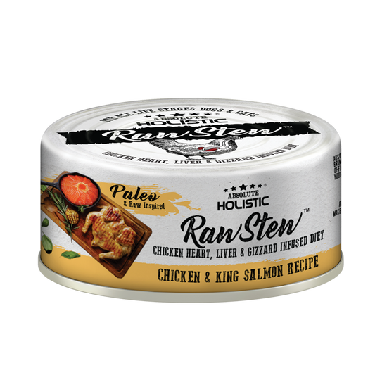 Absolute Holistic Raw Stew Chicken and King Salmon Dog & Cat Wet Food 80G single can