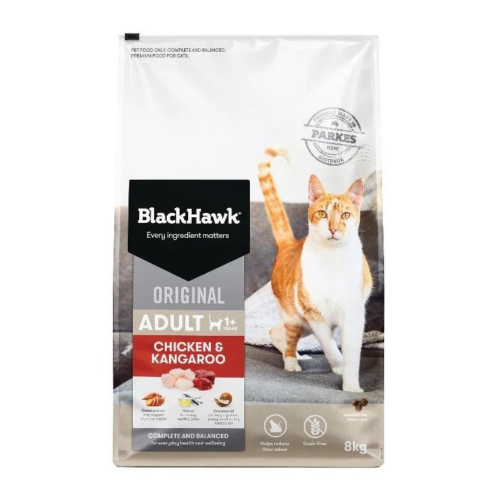 black hawk grain free chicken and kangaroo adult dry cat food