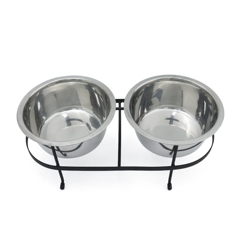 BELOVEPET Stainless Steel Double Bowl with Stand for dogs
