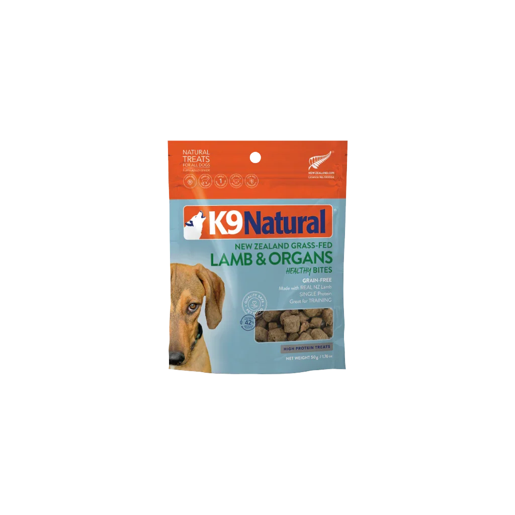 K9 Natural freeze dried lamb Healthy Bites dog treats 50g - single-ingredient natural training treats