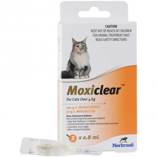 moxiclear spot on treament for flea and worming over 4kg 3packs