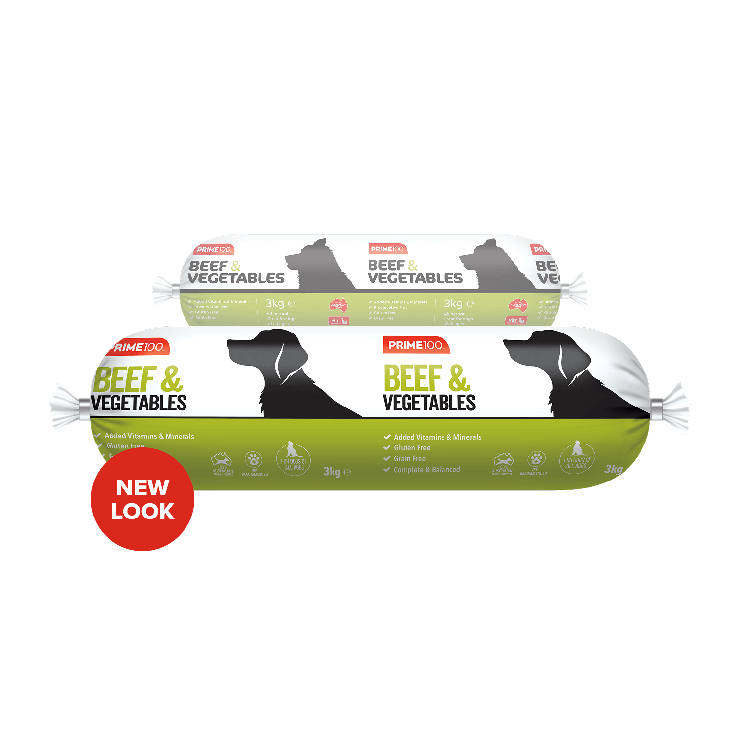 prime100 fresh dog food beef and vegetables rolls 