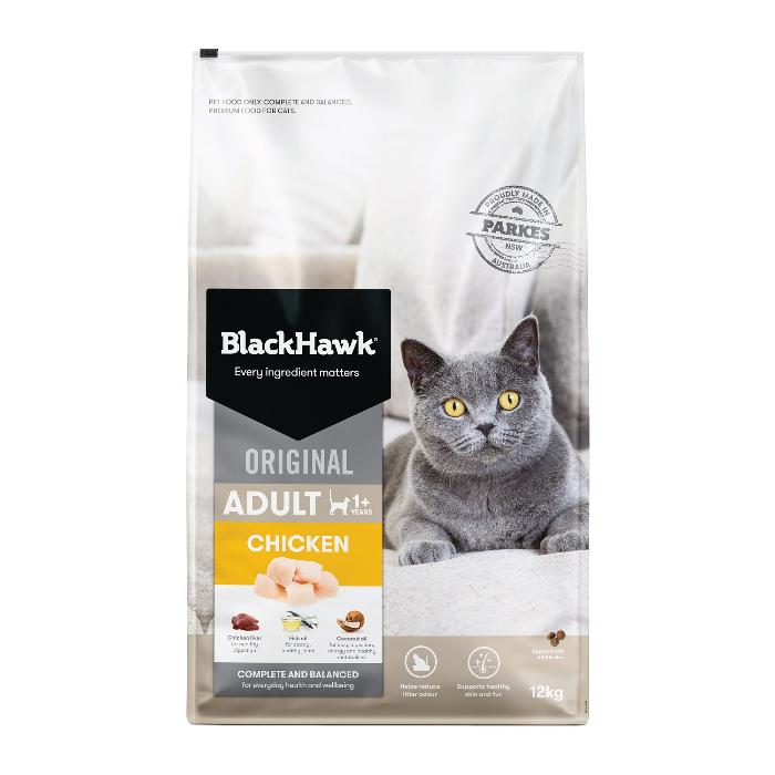 black hawk orginal adult chicken dry cat food 12kg