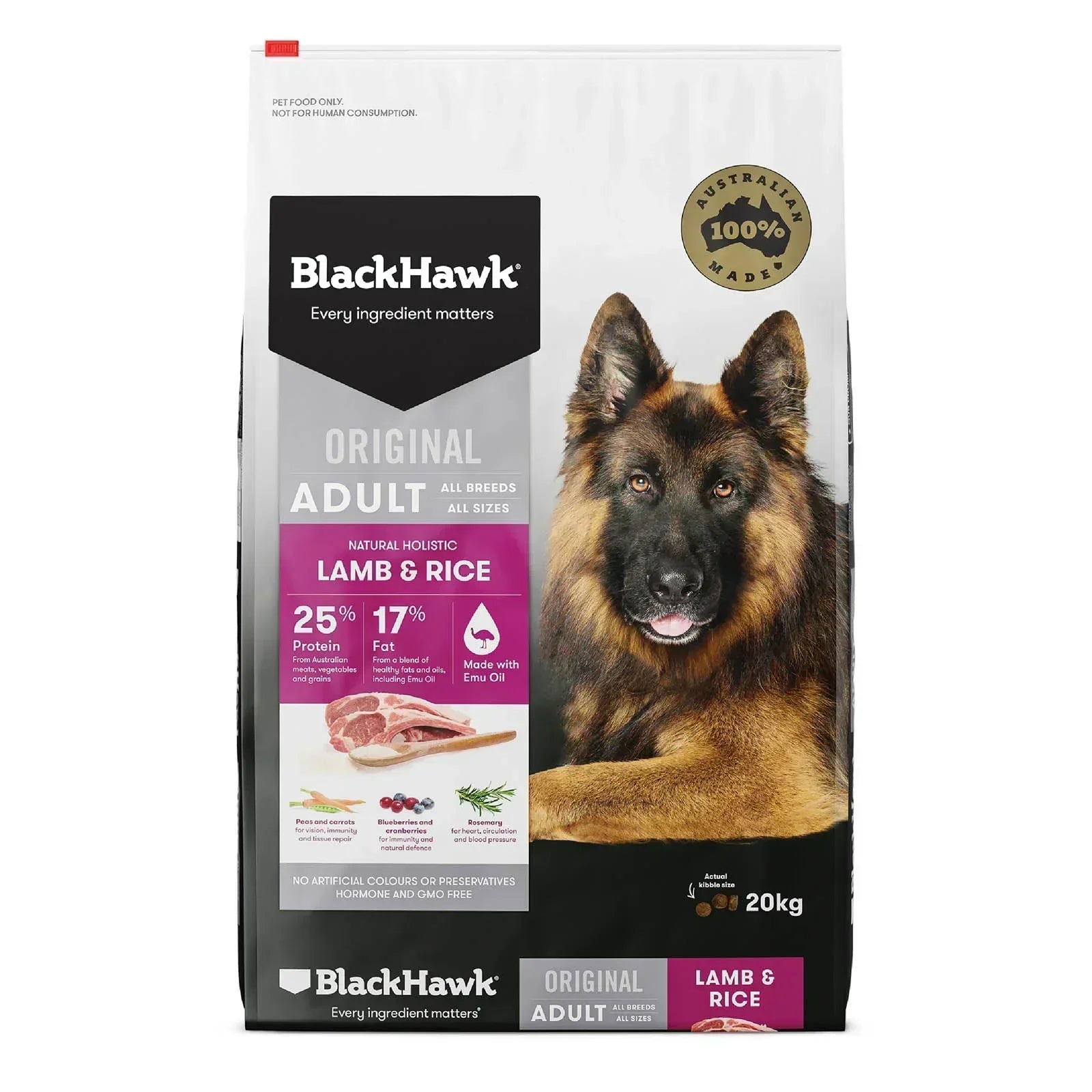 black hawk original dry dog food lamb and rice 20kg