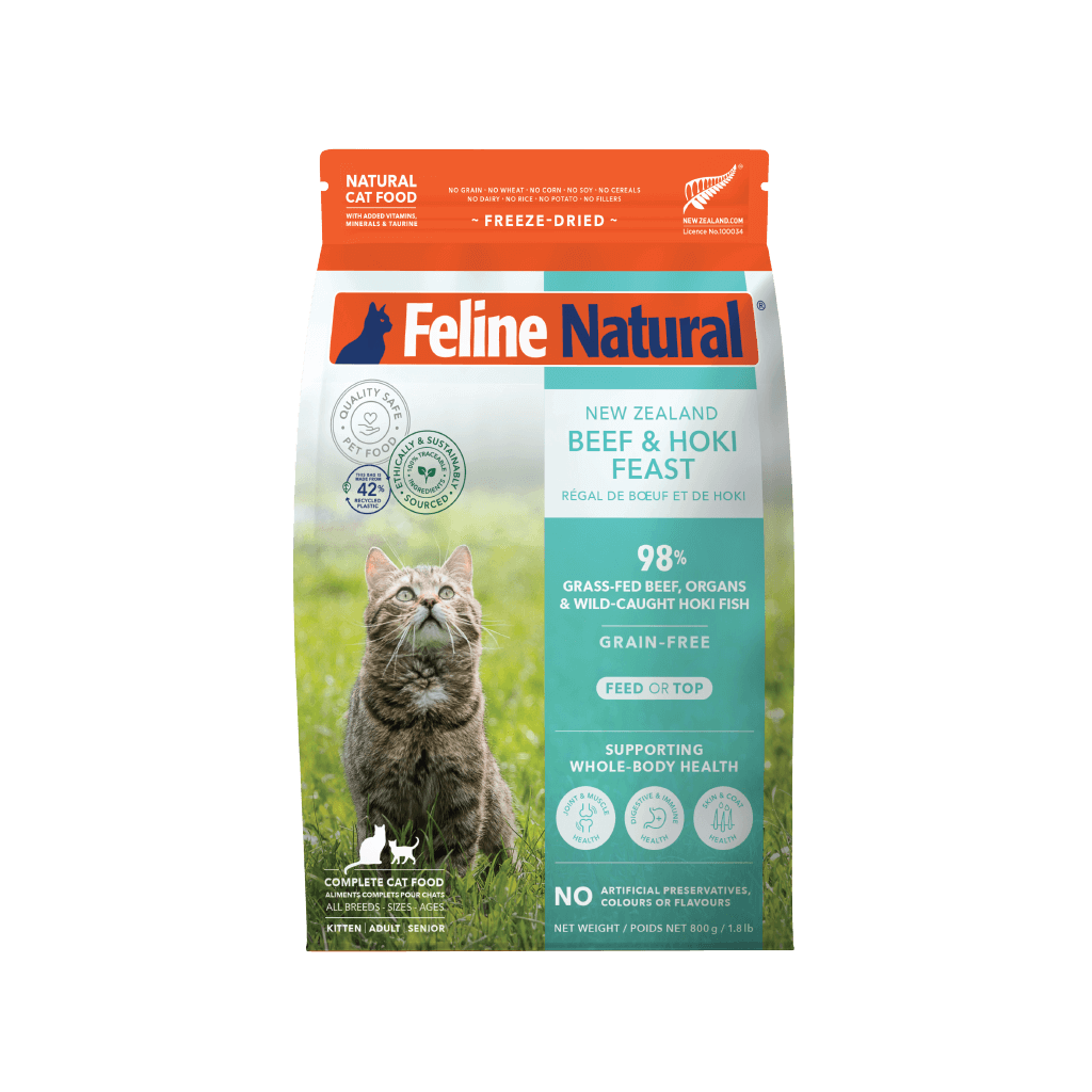 feline natural beef and hoki freeze dried cat food