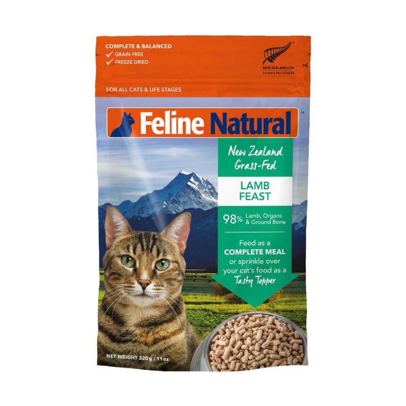 feline natural freeze dried lamb cat food 320g
