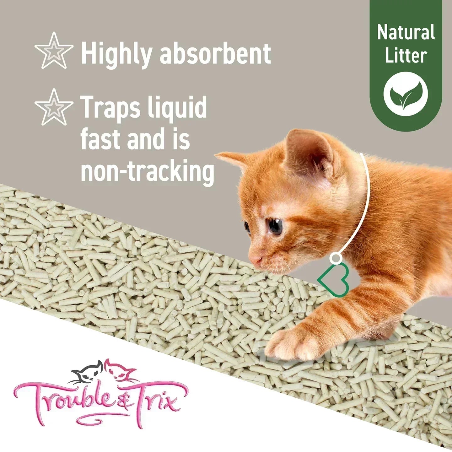 trouble and trix natural cat litter with a cat step on the litter