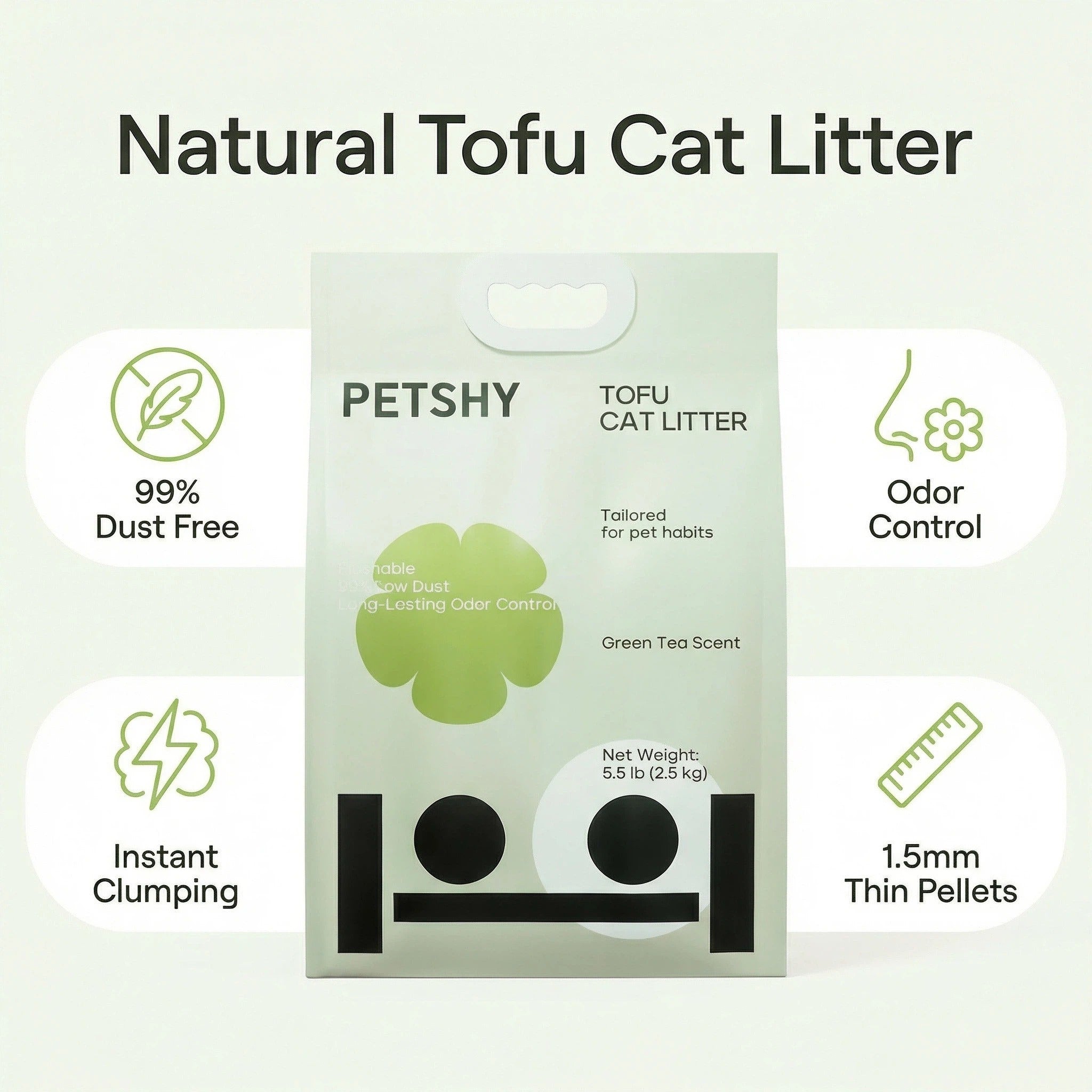 PETSHY Green Tea Tofu Cat Litter 2.5KG