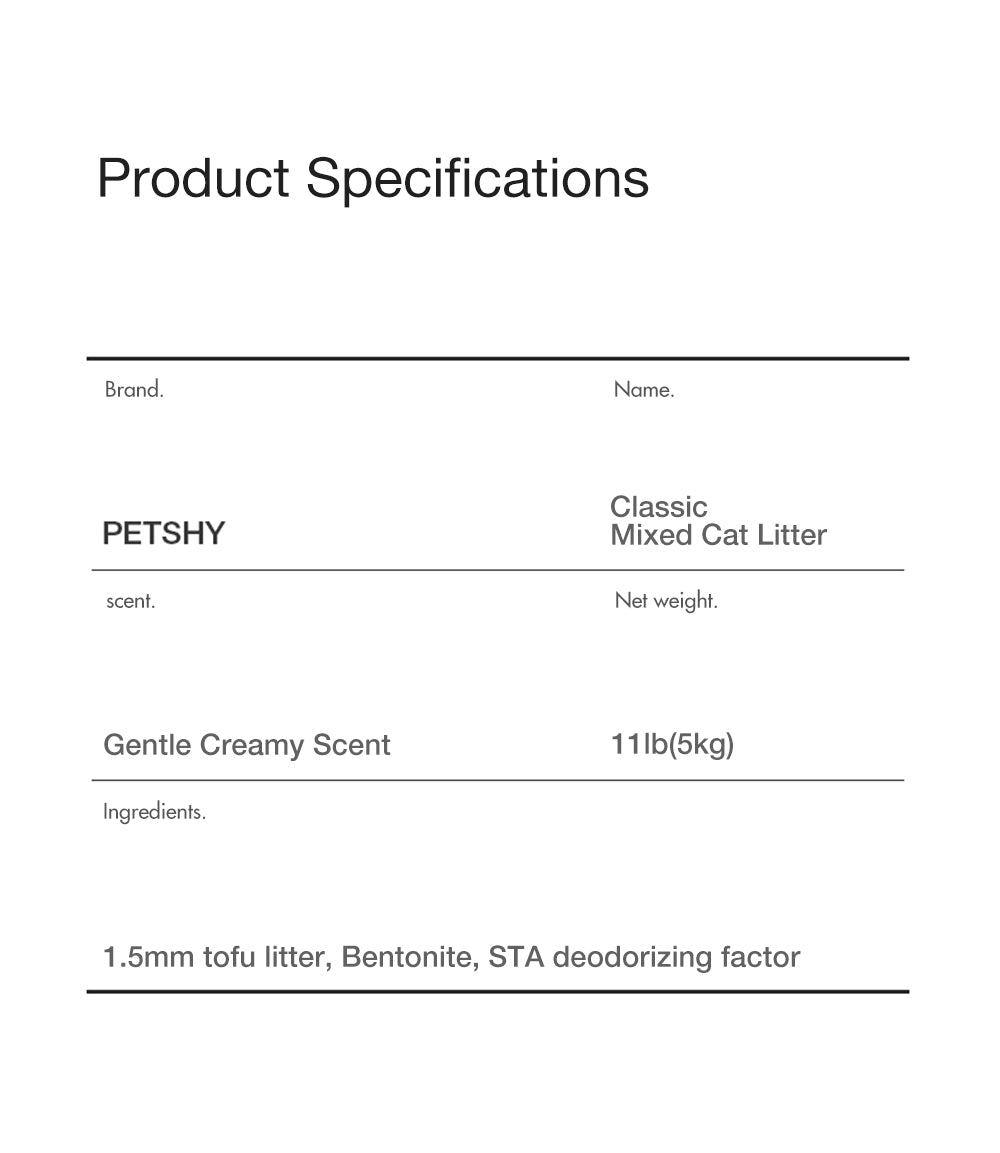 PETSHY Original Tofu Cat Litter Fine Mixed Bentonite Deodorant 5KG