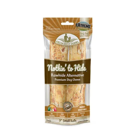NOTHIN' TO HIDE Dog Treats Peanuts Butter Roll Small 5 Inch 2 Pack
