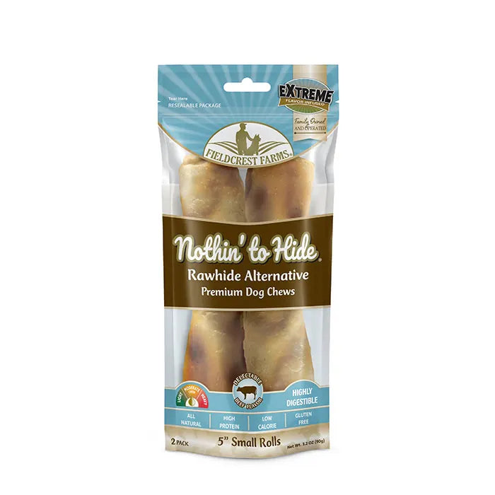 NOTHIN' TO HIDE Dog Treats Beef Roll Small 5 Inch 2 Pack
