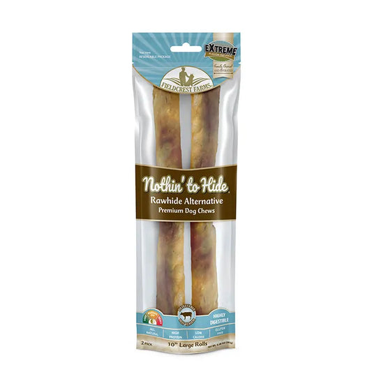 NOTHIN' TO HIDE Dog Treats Beef Roll Large 10 Inch 2 Pack