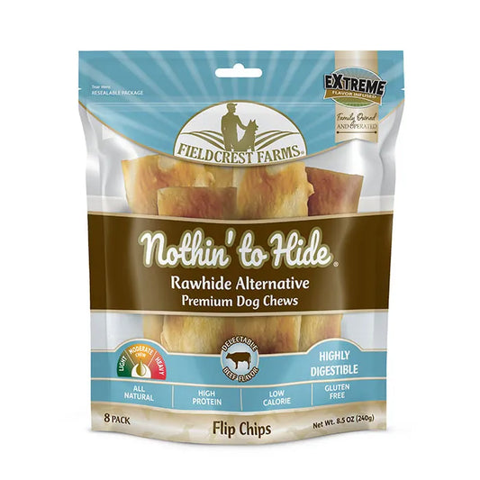 *Clearance BB 31/May/24* NOTHIN' TO HIDE Dog Treats Beef Flip Chips 8 Pack