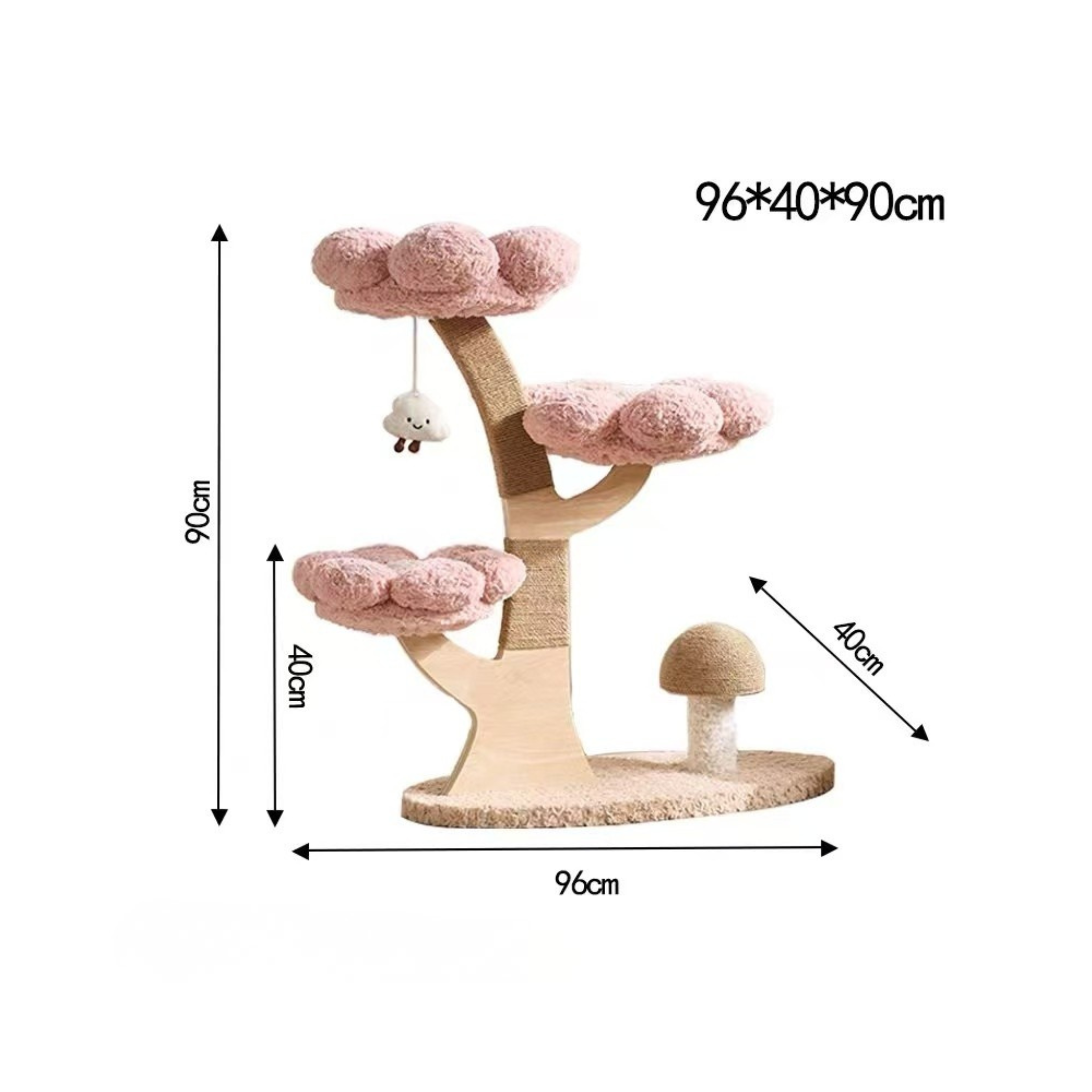 ADS PET Flower Series Pink Cat Tree – 3-Tier with Sisal Scratching Post