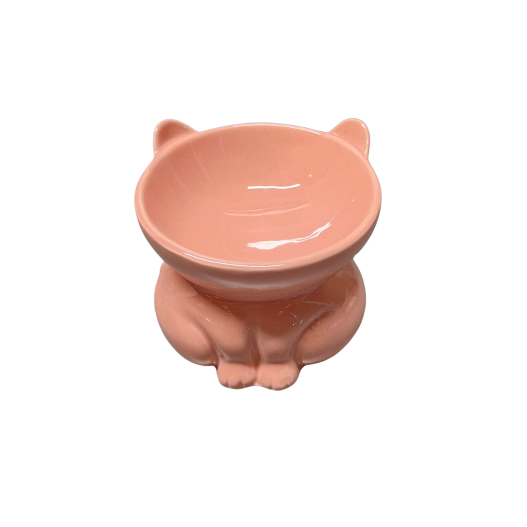 Beloved Pet Cat Shape Raised Ceramic Cat Bowl*