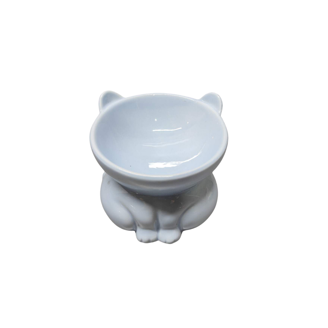 Beloved Pet Cat Shape Raised Ceramic Cat Bowl