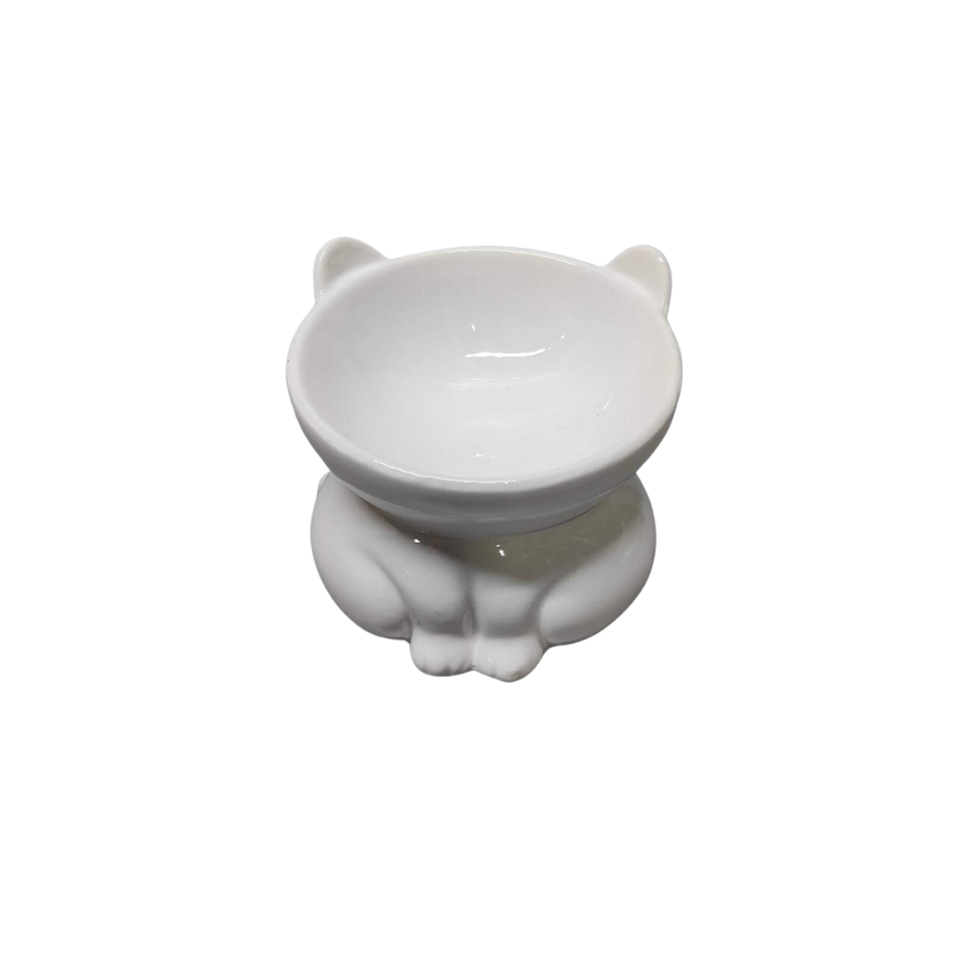 Beloved Pet Cat Shape Raised Ceramic Cat Bowl*