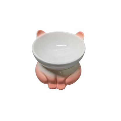 Beloved Pet Cat Shape Raised Ceramic Cat Bowl*