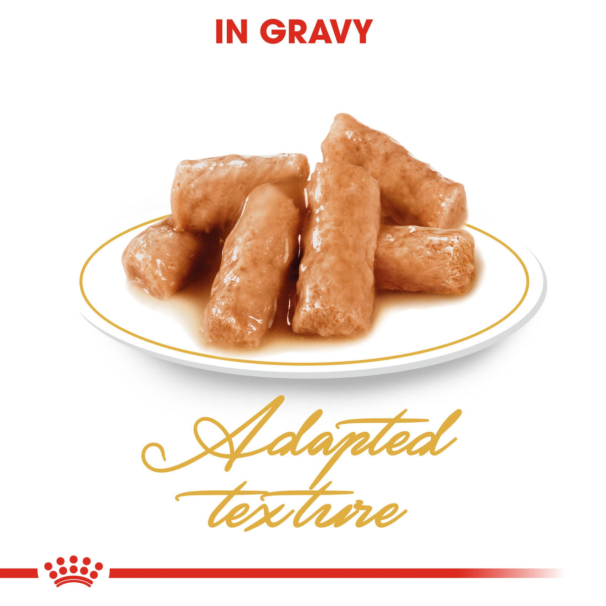 Royal Canin British Shorthair wet food chunks in gravy with an adapted texture