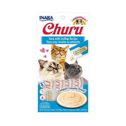 INABA Churu Purées Tuna & Scallop Flavor Cat Treats 4x16G