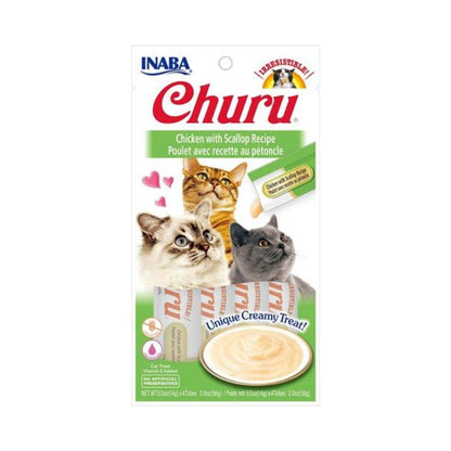 INABA Churu Purées Chicken with Scallop Flavor Cat Treats 4x16G