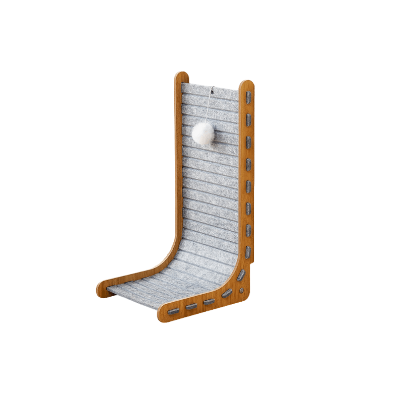 ADS PET L-Shaped Cat Scratcher with Pom Pom Ball gray