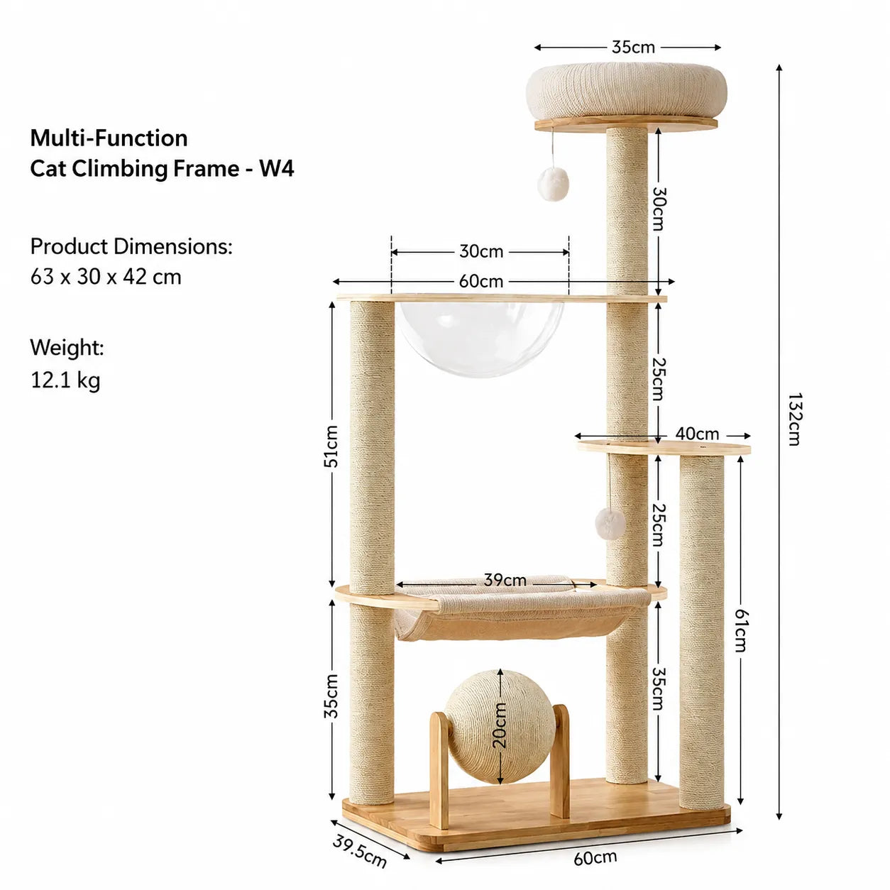 ADS PET W4 Multi-Level Wooden Cat Tree