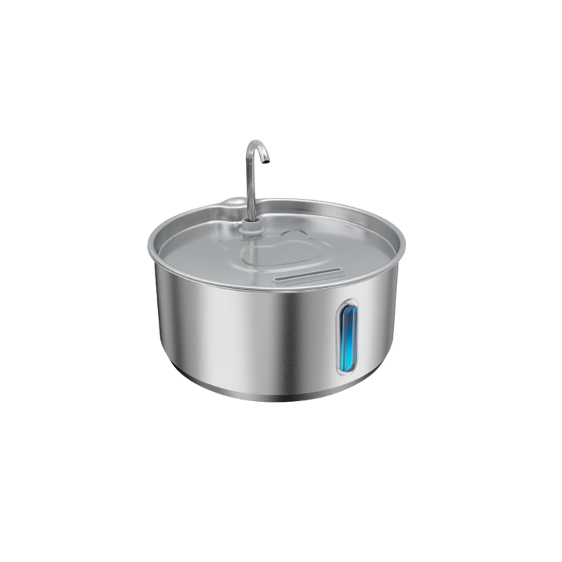 ADS Pet Stainless Steel Water Fountain Automatic Drinker w Visible Water Level Window