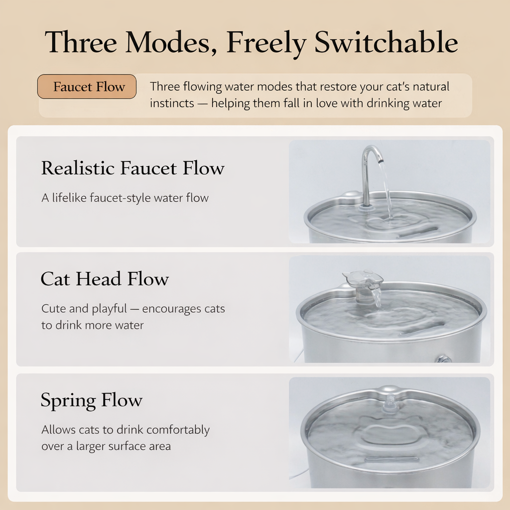 ADS Pet Stainless Steel Water Fountain Automatic Drinker w Visible Water Level Window