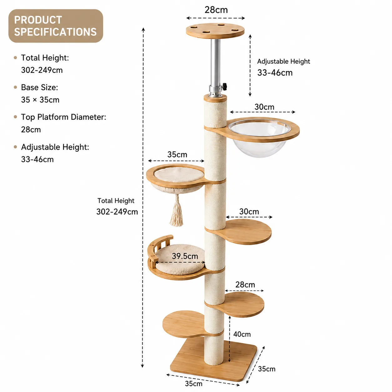 ADS PET Adjustable Floor-to-Ceiling Cat Tower V01