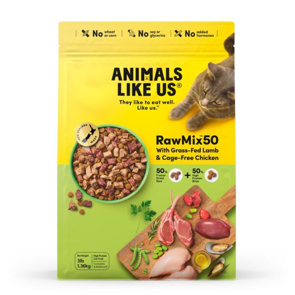 Animals Like Us Cat RawMix50 with Lamb and Chicken 1.36KG front