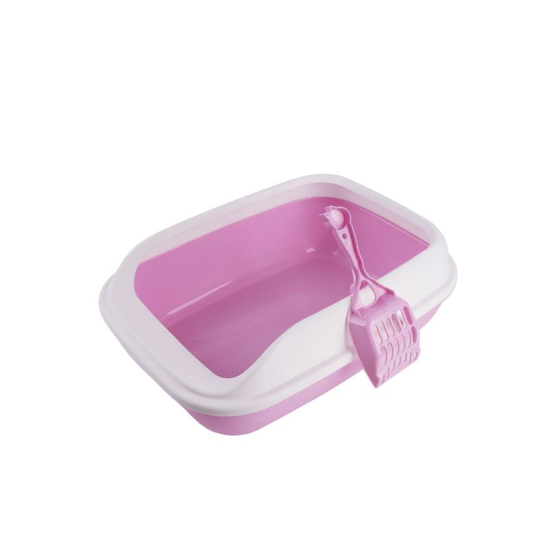 BELOVE PET Open Cat Litter Tray 49x36x17cm Pink/White