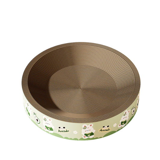 BELOVED PET Cat Scratcher Cardboard Round Bowl Avocado Rabbit - 55x55x10cm