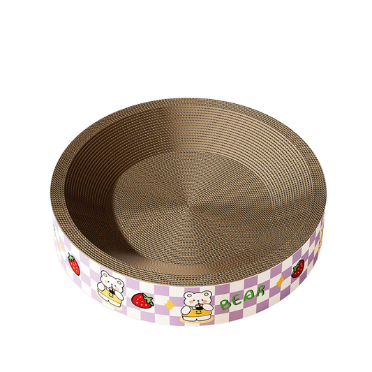 BELOVED PET Cat Scratcher Cardboard Round Bowl Bear - 55x55x10cm