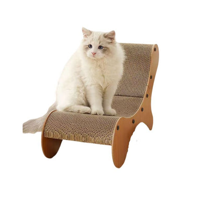BELOVED PET Cat Scratcher Beach Chair Light Wood Brown