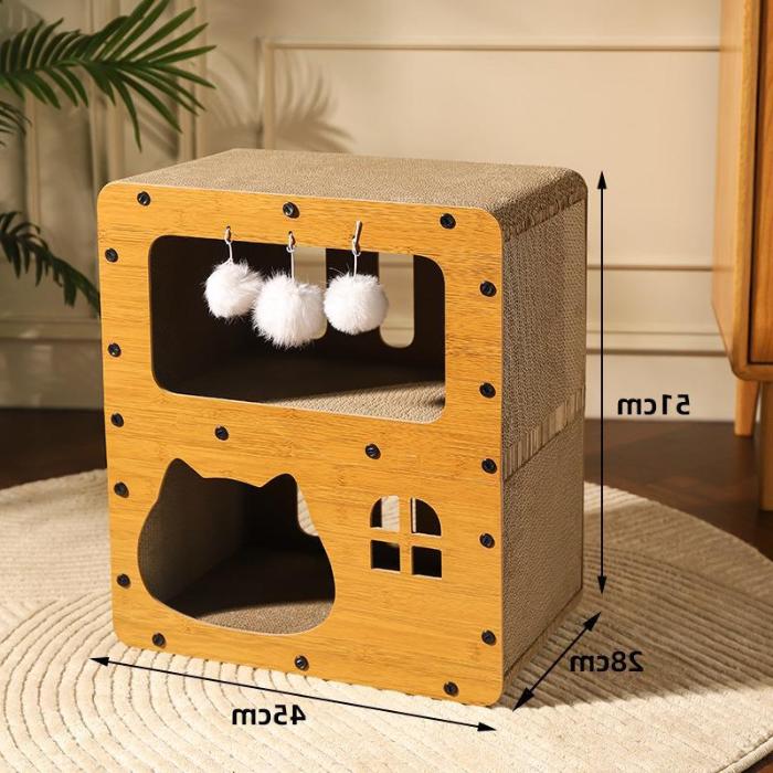 BELOVED PET Two Level Cat Scratcher Cardboard House measurement