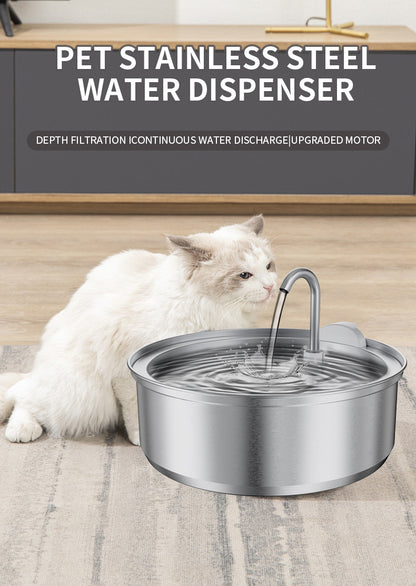 ADS Pet Stainless Steel Cat Water Fountain Automatic Drinker 3L