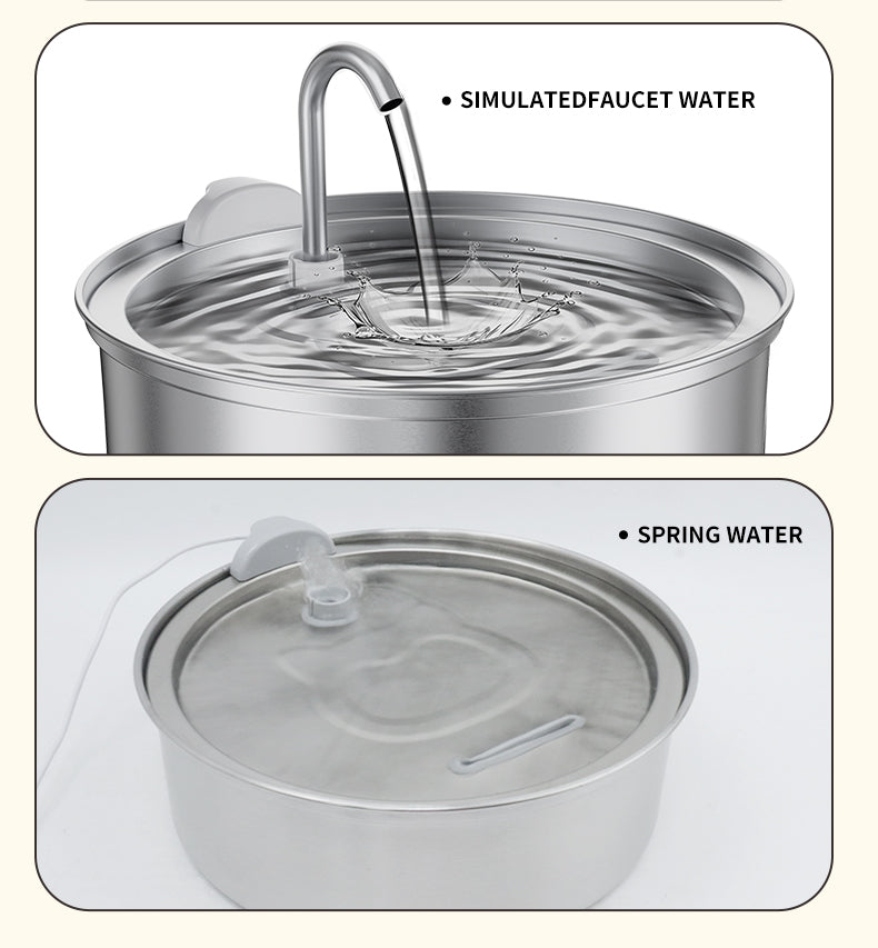 ADS Pet Stainless Steel Water Fountain Automatic Drinker w Visible Water Level Window