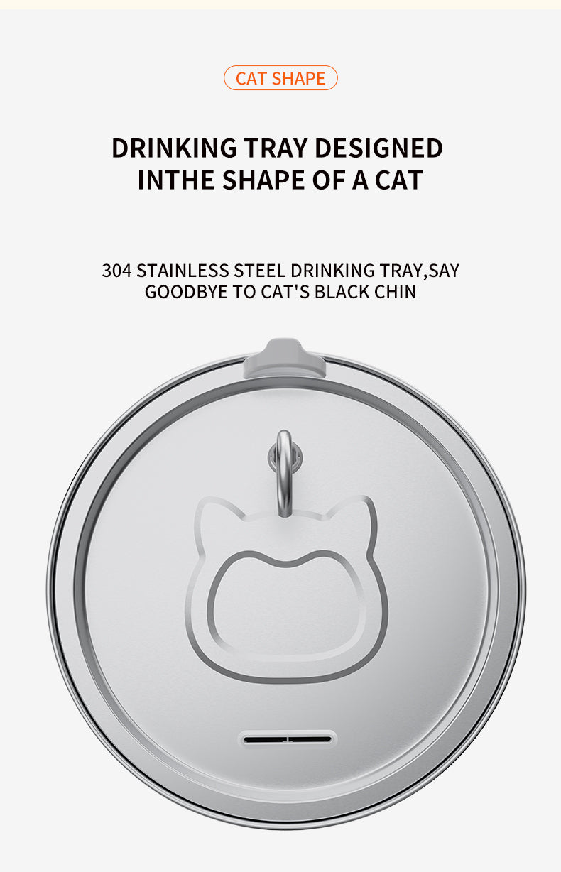 ADS Pet Stainless Steel Cat Water Fountain Automatic Drinker 3L