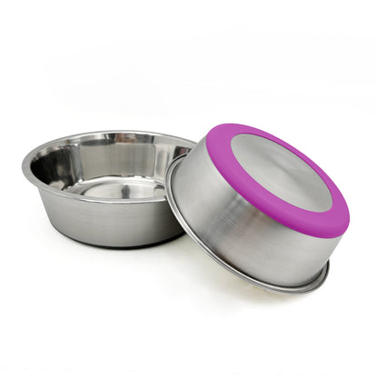 beloved pet stainless steel dog bowl rubber bowl 22cm pink