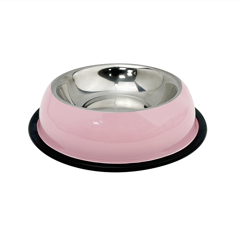 BELOVEPET Color Stainless Steel Anti-Skid Dog Bowl 22cm pink